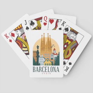 Jeu De Cartes Balise de bagage de voyage Skyline de Barcelone Es