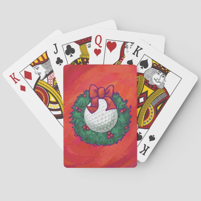 Jeu De Cartes Ball de golf Fer de Noël en rouge (dos)