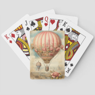 Jeu De Cartes Ballon à air chaud vintage Steampunk Rose Floral
