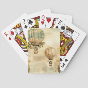 Jeu De Cartes Balloon vintage à air chaud dans un paysage serein