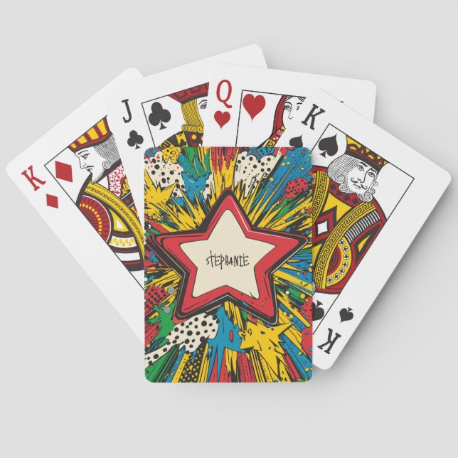 Jeu De Cartes Bande dessinée colorée Pop Art Starburst explosion (dos)