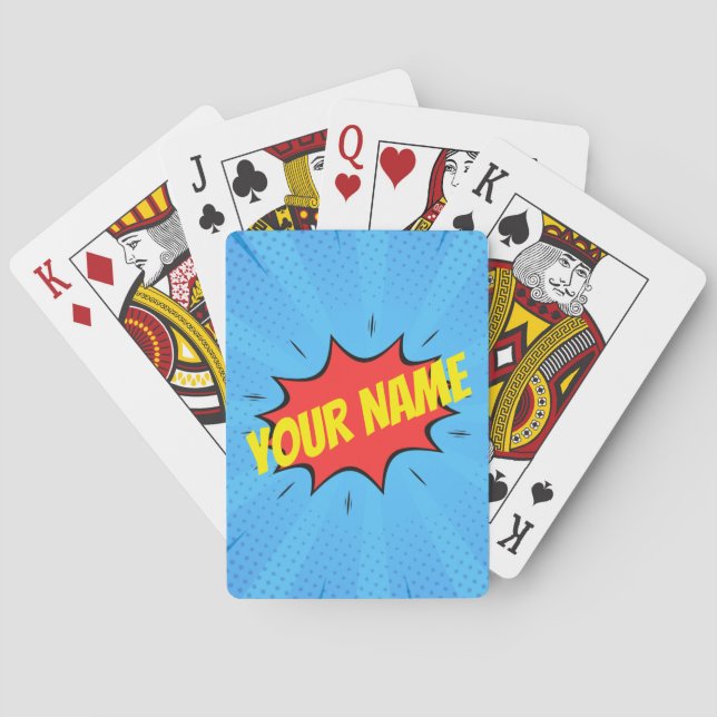 Jeu De Cartes Bande dessinée Superhero Bleu Rouge Jaune (dos)