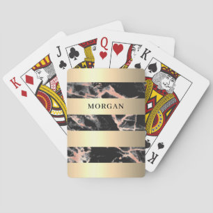 Jeu De Cartes Bandes d'or, Marbre d'or noir et Rose, Nom