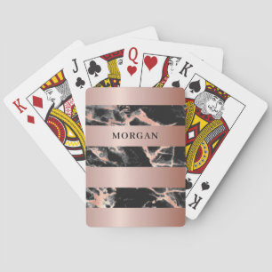 Jeu De Cartes Bandes d'or rose, Marbre d'or noir et Rose, Nom