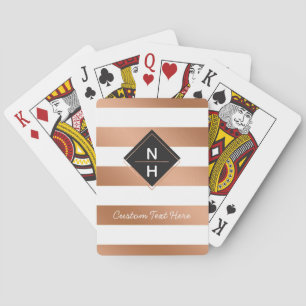 Jeu De Cartes Bandes dorées Roses modernes Monogramme empilé sim