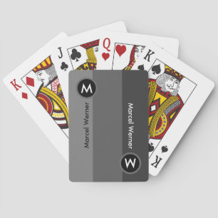 Jeu De Cartes bandes grises avec nom et initiale