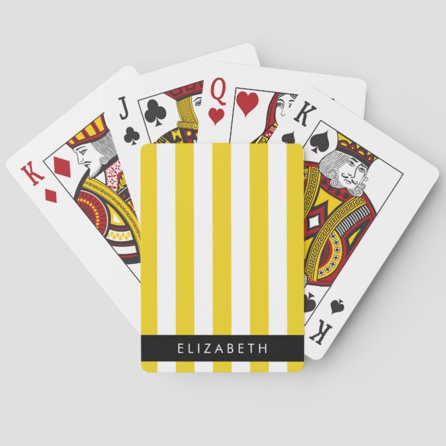 Jeu De Cartes Bandes Jaunes, Motif Gratté, Lignes, Votre Nom (dos)