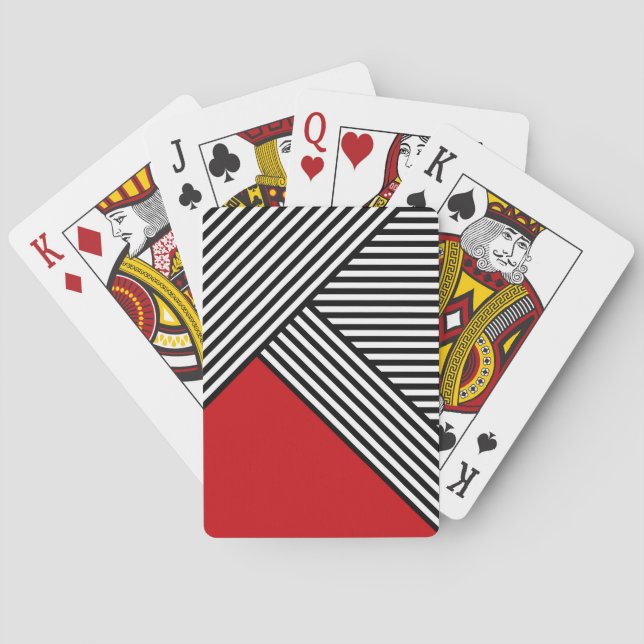 Jeu De Cartes Bandes noires et blanches avec triangle rouge (dos)