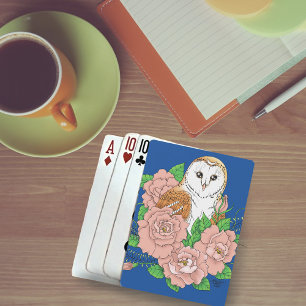 Jeu De Cartes Barne Chouette Fleurs roses Bleu