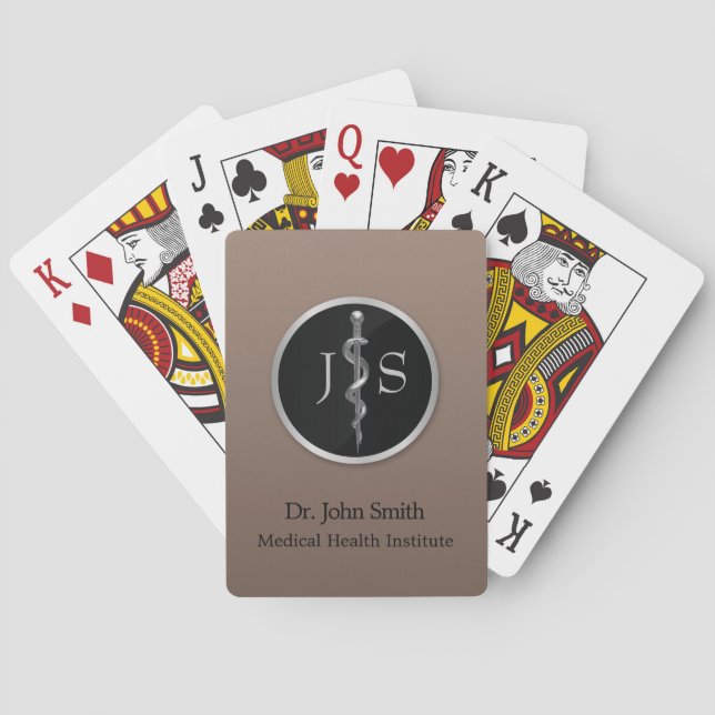 Jeu De Cartes Barre d'Asclepius Noble Classy Médicale Argent (dos)