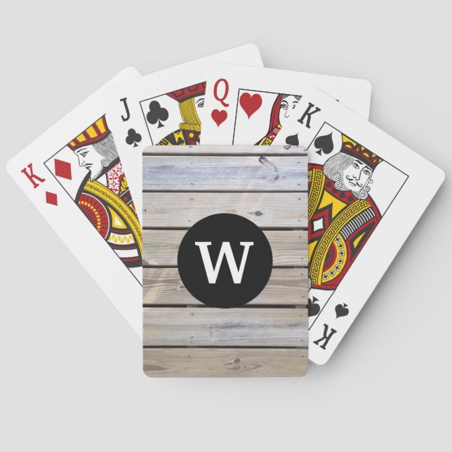 Jeu De Cartes Barres de bois de Monogramme rustique (dos)
