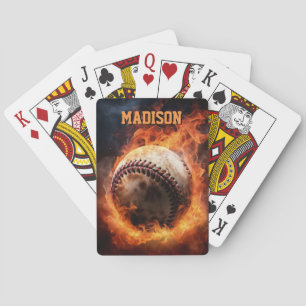 Jeu De Cartes Baseball de texte personnalisé en feu