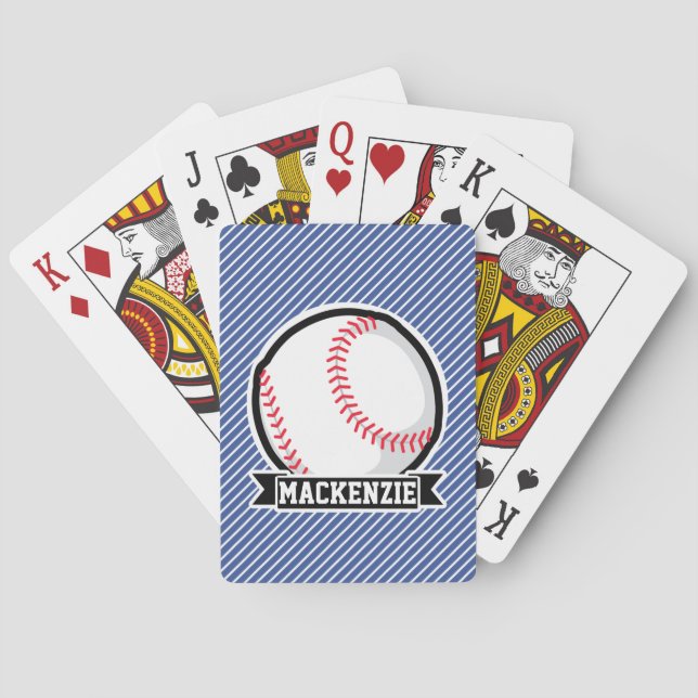 Jeu De Cartes Baseball sur Bleu & Blancs (dos)