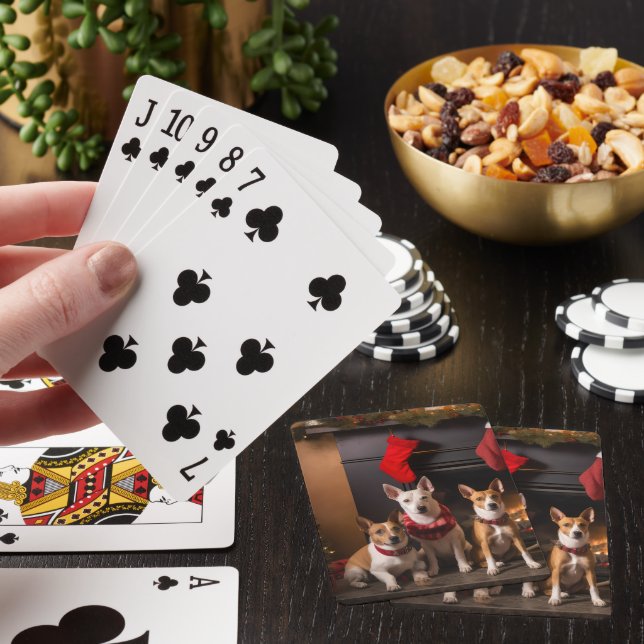 Jeu De Cartes Basenji au coin du feu Noël (In Situ)