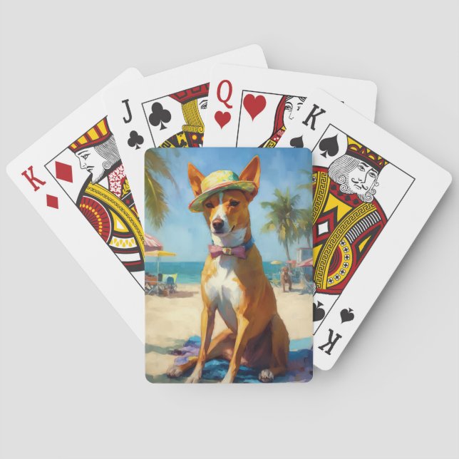 Jeu De Cartes Basenji sur la plage, cadeau d'été pour les amoure (dos)