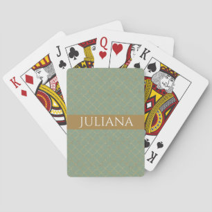 Jeu De Cartes Basil Green Gold Quatrefoil Personnalisé