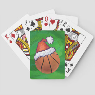 Jeu De Cartes Basket-ball de Santa Hat sur Green