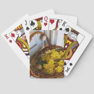 Jeu De Cartes Basket de Yellow Daffodils,white antique door