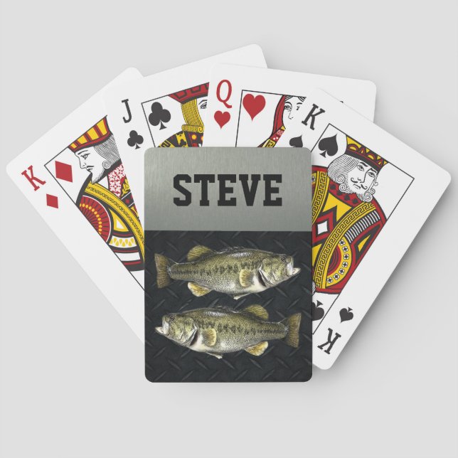 Jeu De Cartes Basse Personnalisé Pêche Nom robuste Jouer Cartes (dos)
