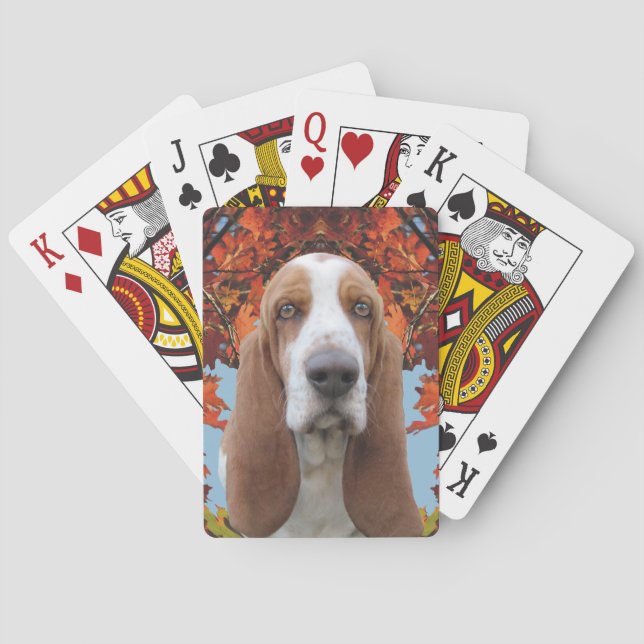 Jeu De Cartes Basset Hound en automne (dos)