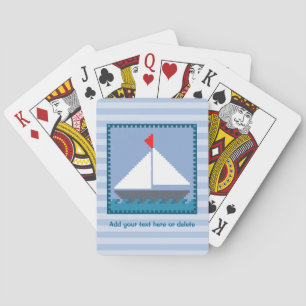 Jeu De Cartes Bateau à voile patchwork bleu et blanc personnalis