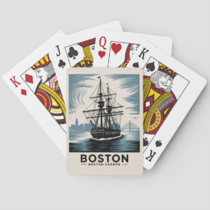 Jeu De Cartes Bateau à voiles rétro du port de Boston, marine vi