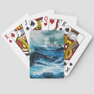 Jeu De Cartes Bateau dans la mer dans la tempête