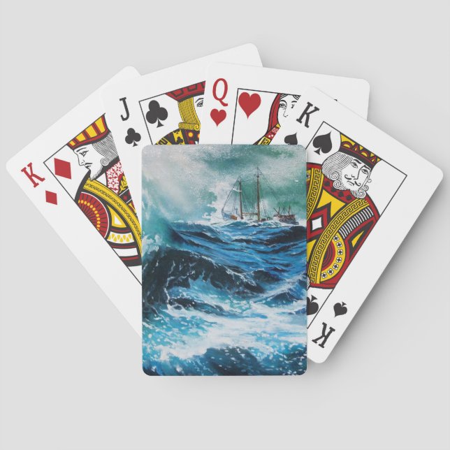 Jeu De Cartes Bateau dans la mer dans la tempête (dos)