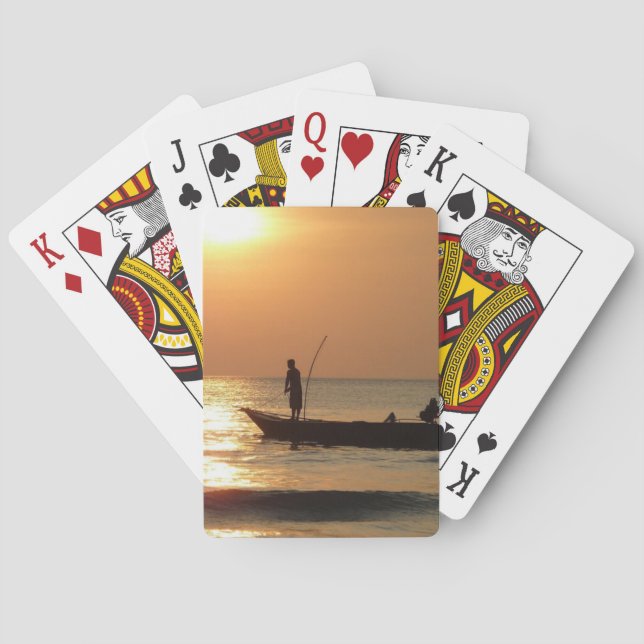 Jeu De Cartes Bateau de pêche au coucher du soleil (dos)