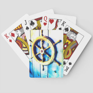 Jeu De Cartes Bateau Roue De Barre À Mineur Thème Marin Bois