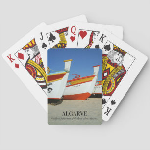 Jeu De Cartes Bateaux de pêche sur la plage de l'Algarve Photo