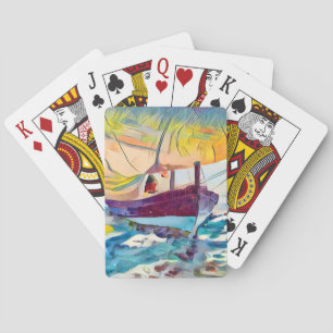 Jeu De Cartes Bateaux de pêche sur la plage, Valence