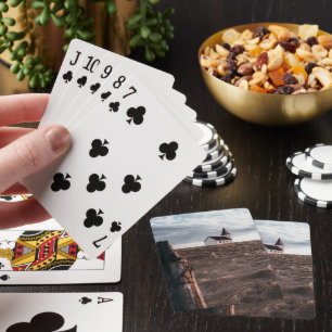 Jeu De Cartes Bâtiment de l'église et terrain de foin au coucher