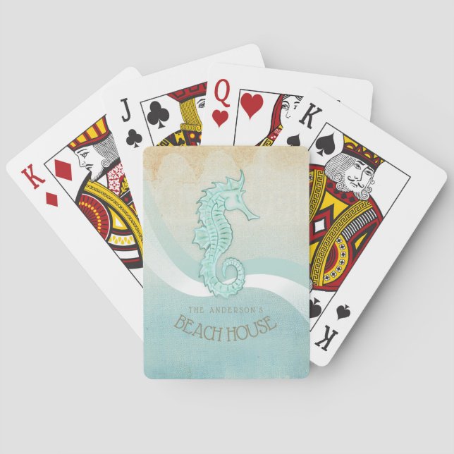 Jeu De Cartes Beach House Seahorse Aqua Blue ID623 (dos)