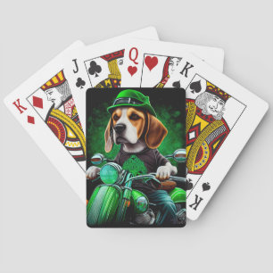 Jeu De Cartes Beagle Chien conduisant vélo St. Patrick's Day
