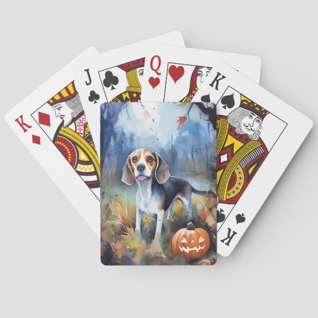 Jeu De Cartes Beagle d'Halloween avec peur Citrouille (dos)