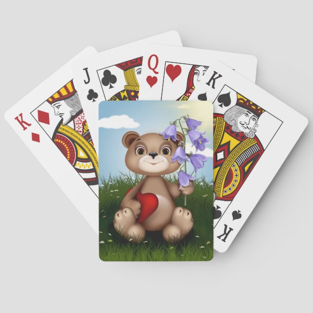 Jeu De Cartes Bear Holding Bouquet Flower-30926 (dos)