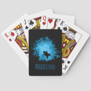 Jeu De Cartes Beau bleu de noir d'ombre de tortue de récif