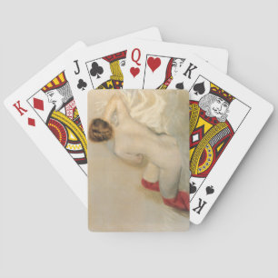 Jeu De Cartes Beau corps féminin avec des bas rouges