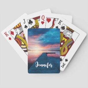 Jeu De Cartes Beau coucher de soleil sur un lac de Calme