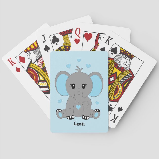 Jeu De Cartes Beau éléphant en bleu pour les garçons (dos)