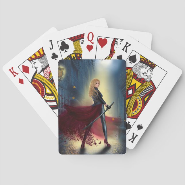 Jeu De Cartes Beau imaginaire Femme Guerrière Princesse sur rue (dos)