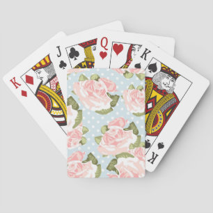Jeu De Cartes Beau motif de rose avec le pois bleu