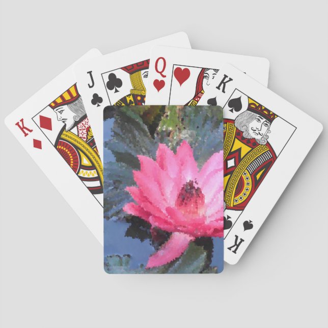 Jeu De Cartes Beau Nénuphar rouge rose violet (dos)