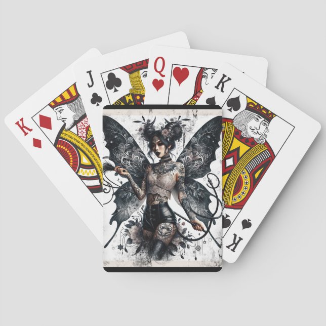 Jeu De Cartes Beauté foncée Gothique asiatique Fée Tatouages & W (dos)