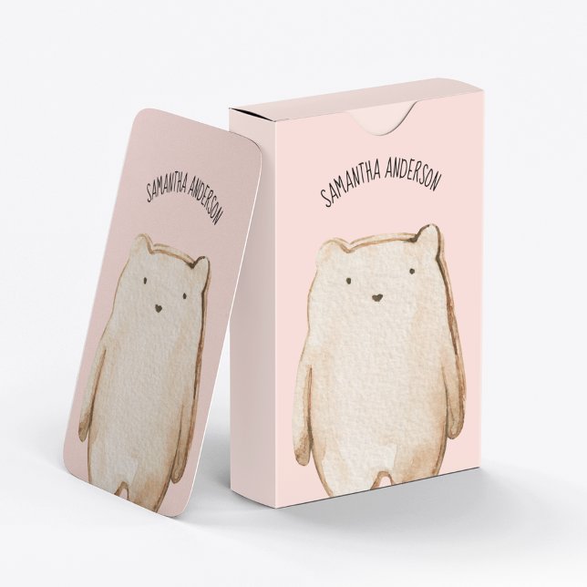 Jeu De Cartes Beauté Moderne Pastel Ours Rose Avec Nom (Créateur téléchargé)