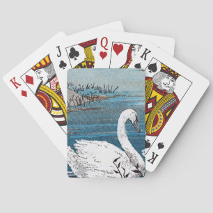 Jeu De Cartes Beautiful Elegant White Swan Swimming in Lake