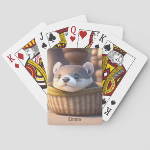 Jeu De Cartes Bébé de loutre mignonne dans un panier - personnal