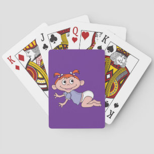 Jeu De Cartes Bébé Fille Cartoon qui Rampe Cheveux Roux Rubans V
