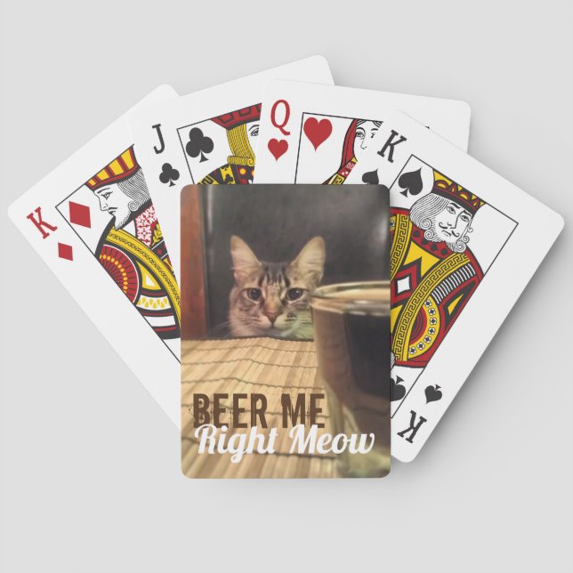 Jeu De Cartes Beer Me Right Meow Funny Kitty Cat Photographie (dos)